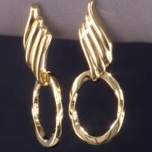 Christian‎ James by Scott Grimes 18K Clad Oval Doorknocker Ripple Earrings